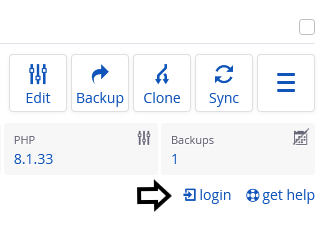 screenshot of arrow pointing to where the login link in My Apps