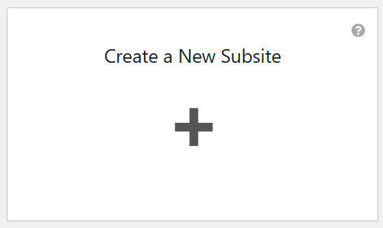 Create a New Subsite" button on Sites@UMW