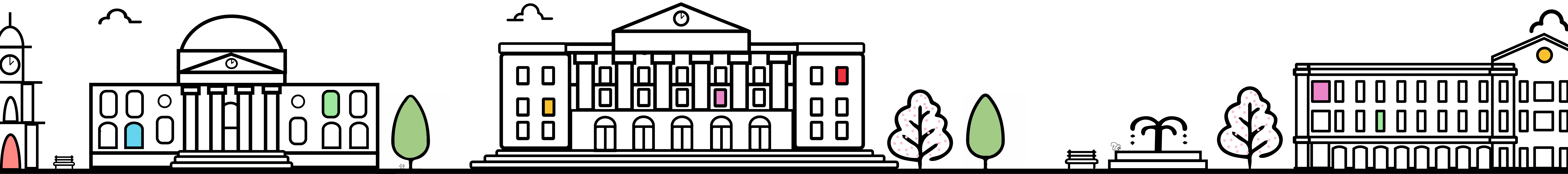 umw.domains logo with university campus building icons